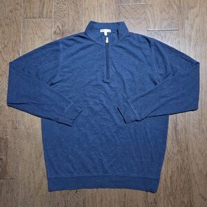 Peter Millar Crown Comfort Pullover Mens Sz L 1/4 Zip Blue Classic Fit MEOK40